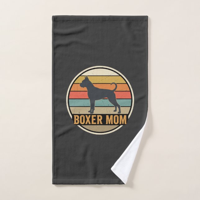Boxer Mum Retro Sunset Dog Hand Towel (Hand Towel)