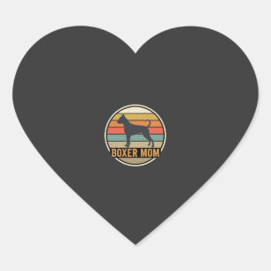 Boxer Mum Retro Sunset Dog Heart Sticker