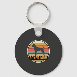 Boxer Mum Retro Sunset Dog Key Ring