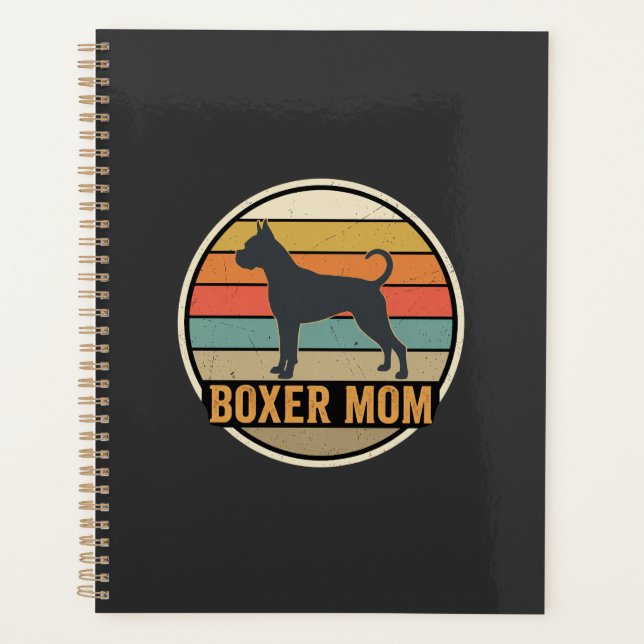 Boxer Mum Retro Sunset Dog Planner (Front)