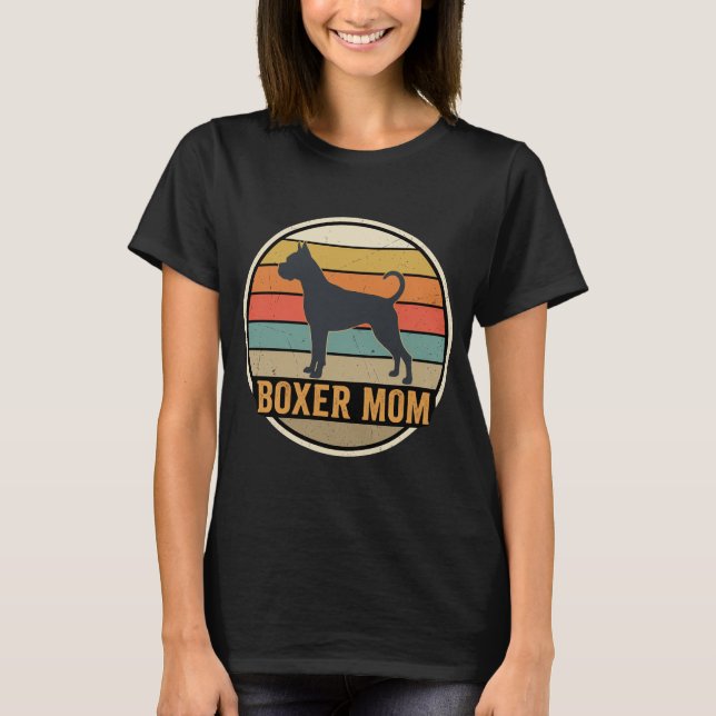 Boxer Mum Retro Sunset Dog T-Shirt (Front)