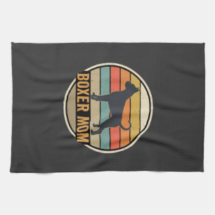 Boxer Mum Retro Sunset Dog Tea Towel
