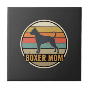 Boxer Mum Retro Sunset Dog Tile