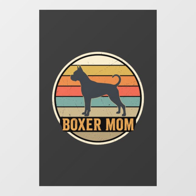 Boxer Mum Retro Sunset Dog Window Cling (Sheet)