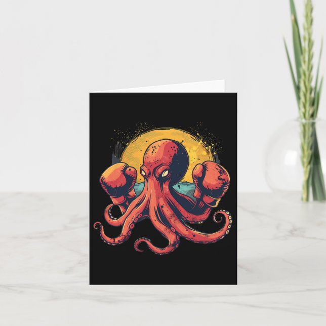 Boxer Octopus Lover Ocean Sea Creature Funny Boxin Card (Front)