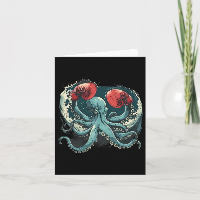 Boxer Octopus Lover Ocean Sea Creature Funny Boxin Card (Front)