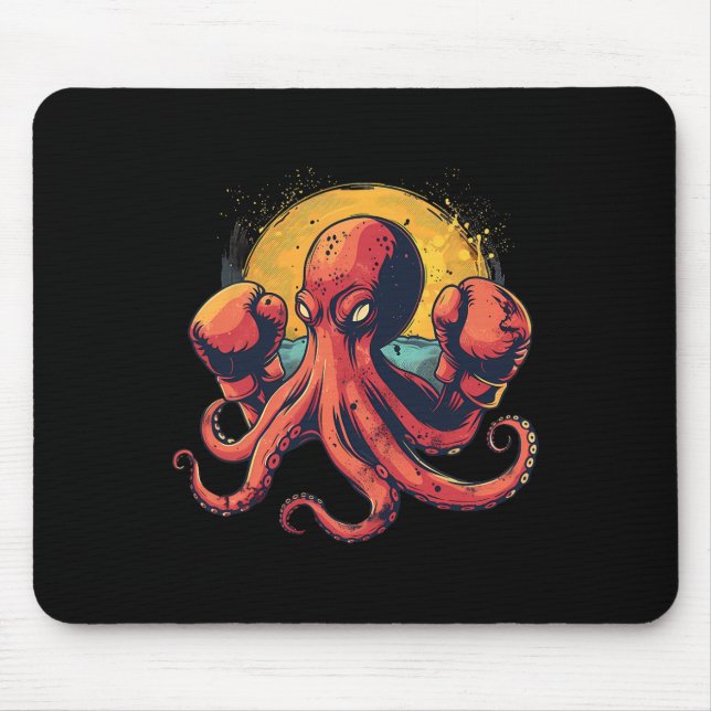 Boxer Octopus Lover Ocean Sea Creature Funny Boxin Mouse Mat (Front)