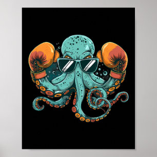 Boxer Octopus Lover Ocean Sea Creature Funny Boxin Poster