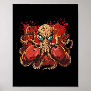Boxer Octopus Lover Ocean Sea Creature Funny Boxin Poster