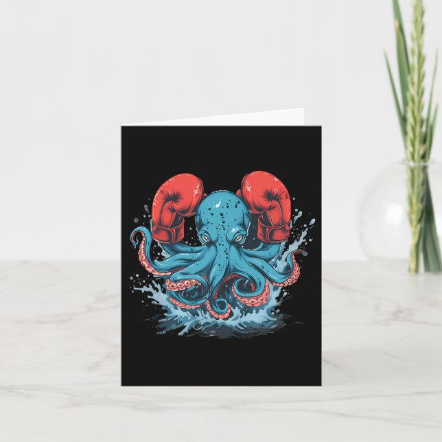 Boxer Octopus Lover Ocean Sea Creature Kickboxing  Card (Front)