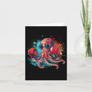 Boxer Octopus Lover Ocean Sea Creature Kickboxing Card