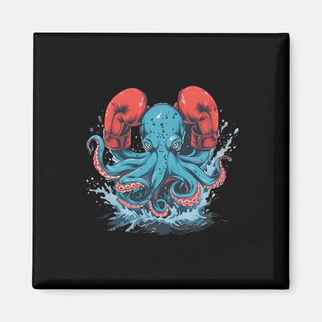 Boxer Octopus Lover Ocean Sea Creature Kickboxing  Magnet (Front)