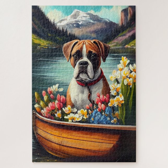 Boxer on a Paddle: A Scenic Adventure Jigsaw Puzzle (Vertical)