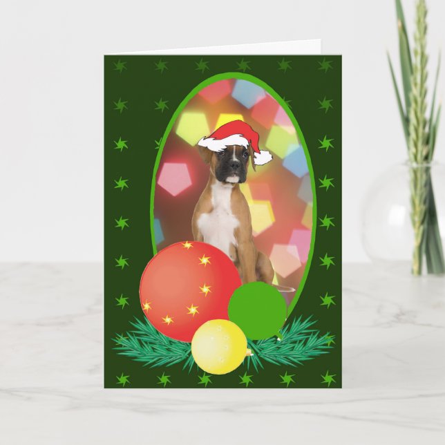 Boxer Ornaments Holiday Card (Front)