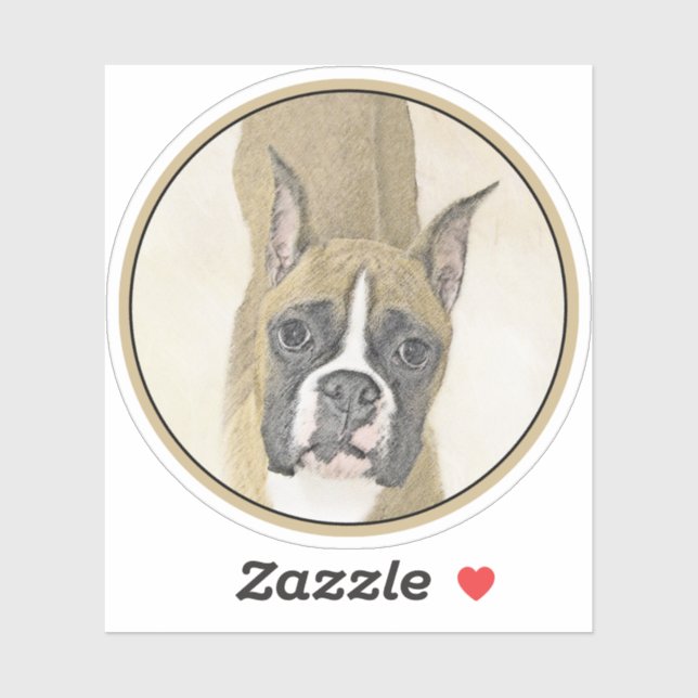 Boxer Painting - Cute Original Dog Art (Sheet)