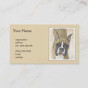 Boxer Painting - Cute Original Dog Art Business Card