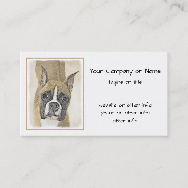 Boxer Painting - Cute Original Dog Art Business Card (Front)