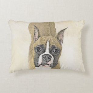 Boxer Painting - Cute Original Dog Art Decorative Cushion