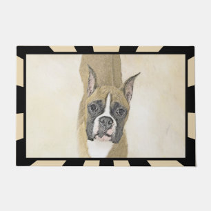 Boxer Painting - Cute Original Dog Art Doormat