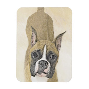 Boxer Painting - Cute Original Dog Art Magnet