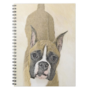 Boxer Painting - Cute Original Dog Art Notebook