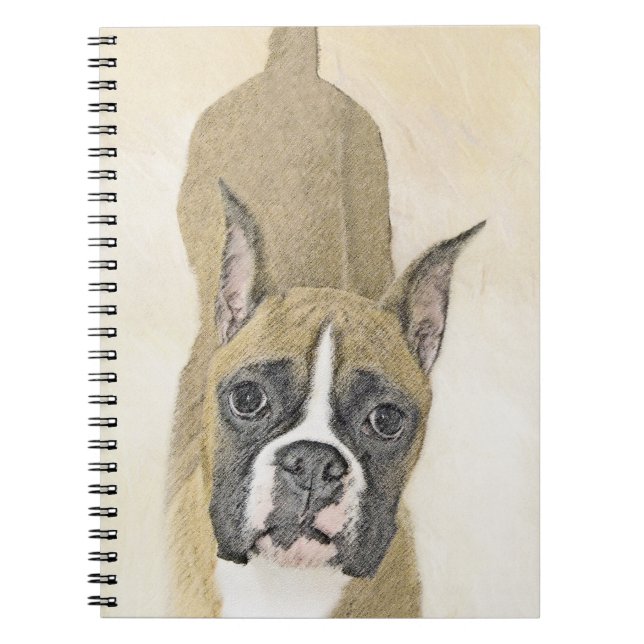 Boxer Painting - Cute Original Dog Art Notebook (Front)
