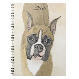 Boxer Painting - Cute Original Dog Art Notebook