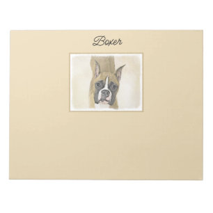 Boxer Painting - Cute Original Dog Art Notepad