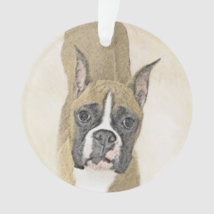 Boxer Painting - Cute Original Dog Art Ornament