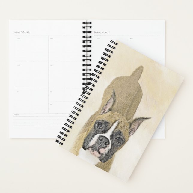 Boxer Painting - Cute Original Dog Art Planner (Display)