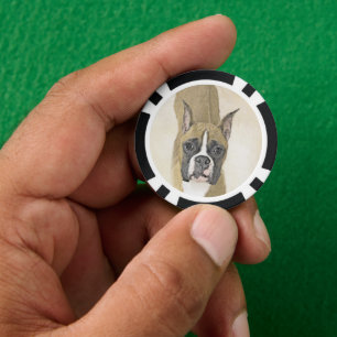 Boxer Painting - Cute Original Dog Art Poker Chips