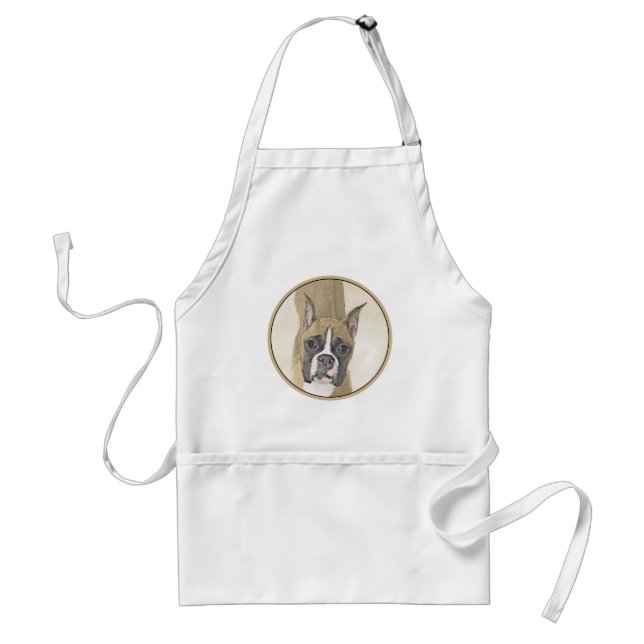 Boxer Painting - Cute Original Dog Art Standard Apron (Front)