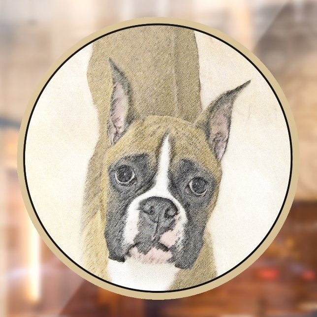 Boxer Painting - Cute Original Dog Art Window Cling (Sheet 2)