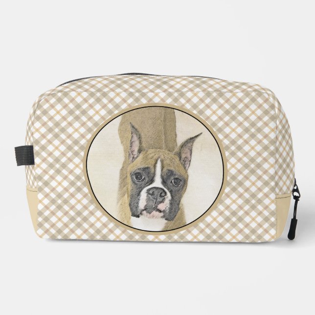 Boxer Painting Fawn Cropped Docked Cute Dog Art Dopp Kit (Front)