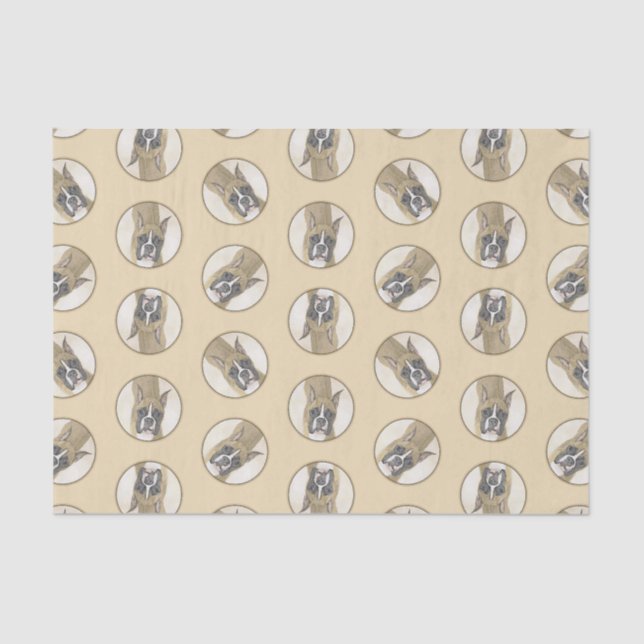 Boxer Painting Fawn Cropped Docked Cute Dog Art Tissue Paper (Front)