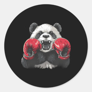 Boxer Panda With Boxing Gloves Kickboxing Funny Bo Classic Round Sticker