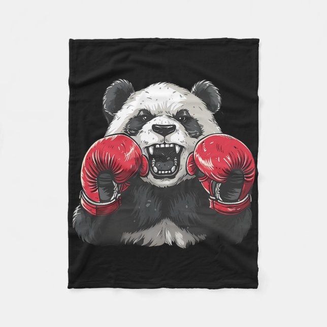 Boxer Panda With Boxing Gloves Kickboxing Funny Bo Fleece Blanket (Front)