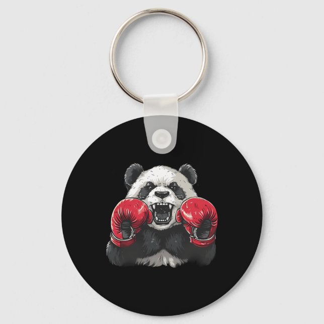 Boxer Panda With Boxing Gloves Kickboxing Funny Bo Key Ring (Front)