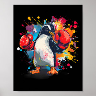 Boxer Penguin With Boxing Gloves Kickboxing Funny  Poster