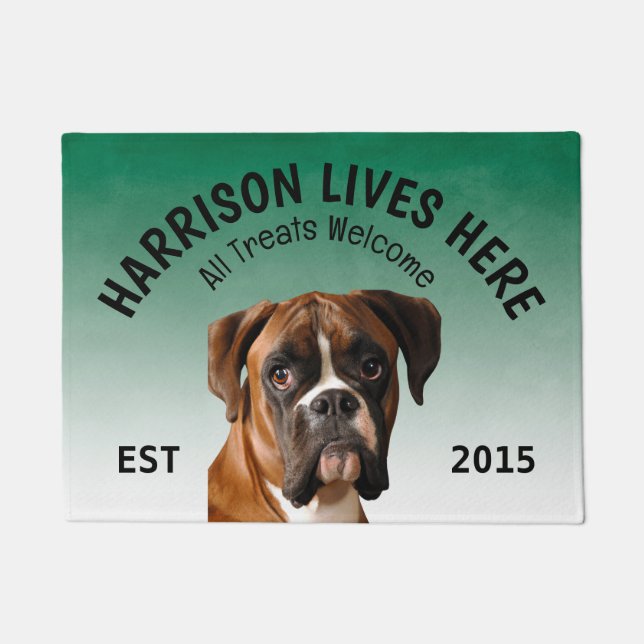 Boxer Personalised Dog Lover Doormat (Front)