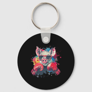 Boxer Pig With Boxing Gloves Kickboxing Funny Boxi Key Ring