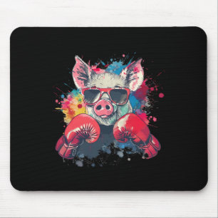 Boxer Pig With Boxing Gloves Kickboxing Funny Boxi Mouse Mat