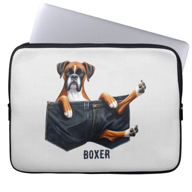 Boxer Pocket Dog Laptop Sleeve (Front)