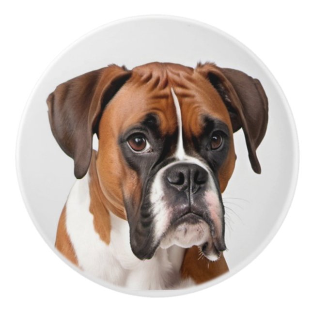 Boxer Portrait Ceramic Knob (Front)