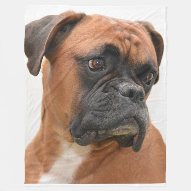 Boxer Portrait Fleece Blanket (Front)