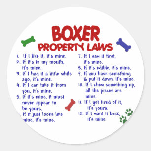 Boxer Property Laws 2 Classic Round Sticker