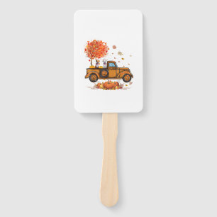 Boxer Pumpkins Truck Autumn Leaf Fall thanksgiving Hand Fan