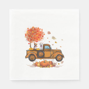Boxer Pumpkins Truck Autumn Leaf Fall thanksgiving Napkin