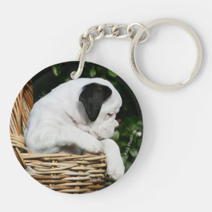 Boxer Puppies in Basket Key Ring