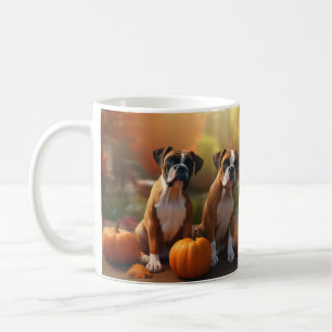 Boxer Puppy Autumn Delight Pumpkin Coffee Mug